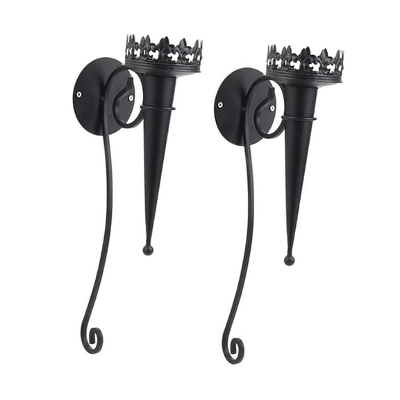 2Pcs Medieval Wall Candle Sconce Torch Wall Art Wall Mounted Candlestick for Pathway Yard Bedroom Livingroom Porch