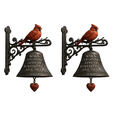 thumbnail image 1 of 2Pcs Memorial Garden Bell Cardinal Wind Chime, Vintage Resin Red Bird Sculpture with Heart Clapper, Sympathy Gift for Outdoor Patio Hanging Decoration, 1 of 7
