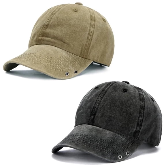 2Pcs Men Women Baseball Cap-Low Profile Adjustable Washed Cotton Golf Dad Hat
