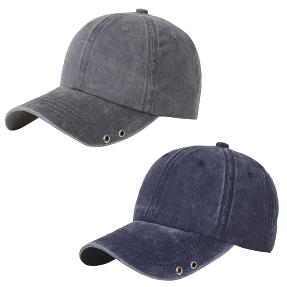 2Pcs Men Women Baseball Cap-Low Profile Adjustable Washed Cotton Golf Dad Hat