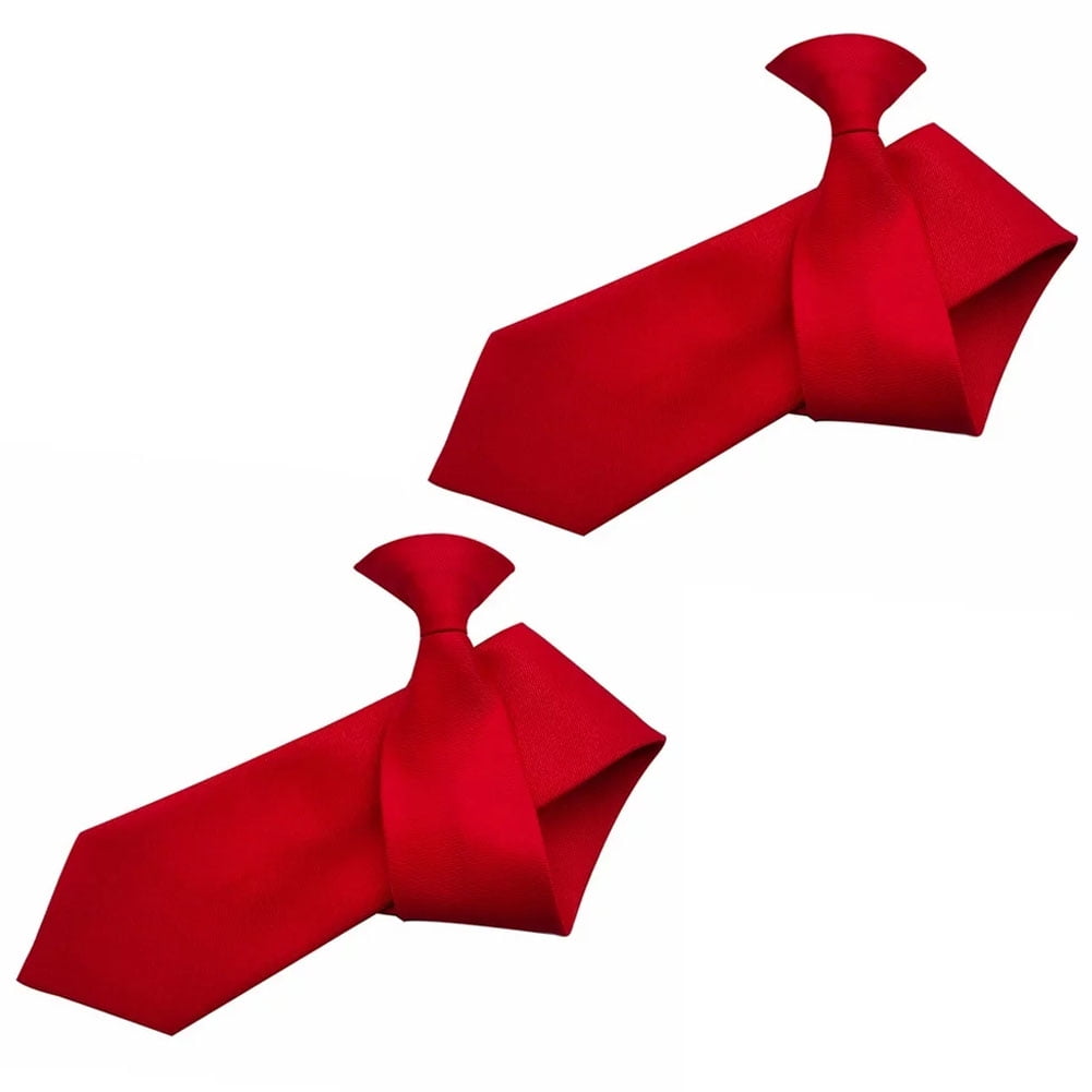 Men's Clip-On Neck Tie - Red With Black & White Stripe, 20 Inches, Handmade In UK