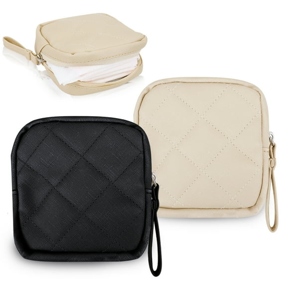 2Pcs Menstrual Period Bags for Teen Girls, Sanitary Napkin Storage Bag, Portable Sanitary Pad Storage Bag, Leather First Period Pouch, Feminine Nursing Pad Holder for School, Women, Ladies