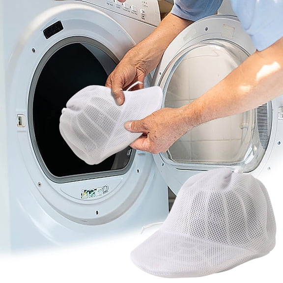 2Pcs Mesh Hat Washer Protector, White Protective Cleaning Cage, Hat Washer Cage Hats Cleaner for Washing Machine or Dishwashers, Various Sizes of Flat and Curved Baseball Cap Cleaning Machines