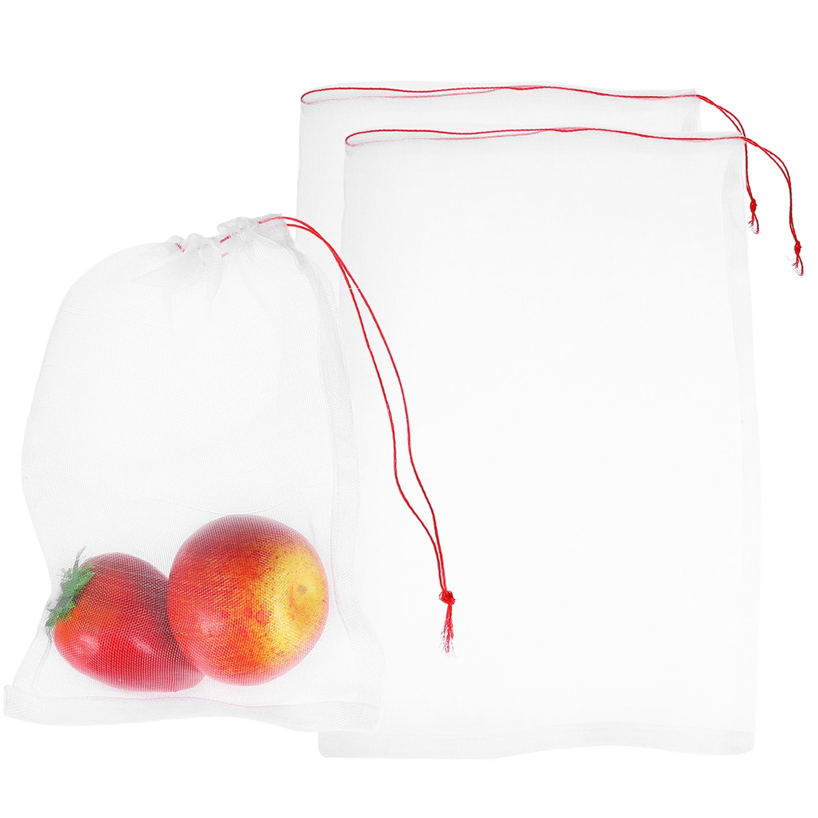 2Pcs Mesh Net, Netting Bags 55.1x41.3 inch 40D Garden Mesh Netting with Drawstring Bird Barrier Bags for Plant Fruit Flower Vegetable, White