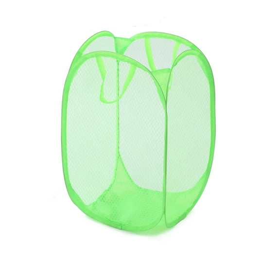 2Pcs Mesh Pop Up Laundry Hamper, Clothes Basket, Collapsible Hamper for Laundry, Foldable Hamper for Travel, Storage, Bedroom and College Dormitory, Green