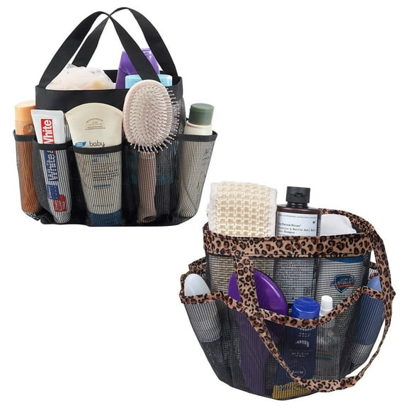 2Pcs Mesh Shower Caddy Tote, Large Shower Caddy Basket Portable, Quick Dry Hanging Toiletry Bag, 8 Storage Pocket Handle Bath Organizer