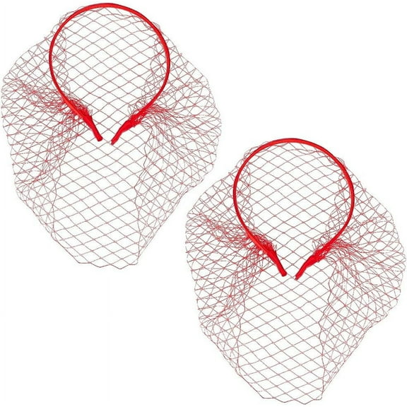 2Pcs Mesh Veil Headband Rhinestones Face Veil Headpiece Elegant Headband with Veil Hair Hoop with Mesh Veil for DIY handcrafting