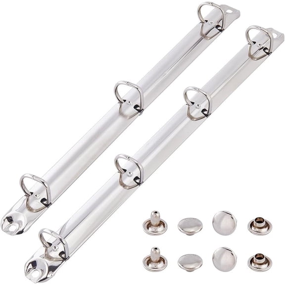 2Pcs Metal A4 Size 3-Ring 4-Ring Binder Mechanism Replacement Loose Leaf Book Binder Hinged Clamp kit D-Rings Leaf Binding Spines Combs School Office Document Stainless Steel Color