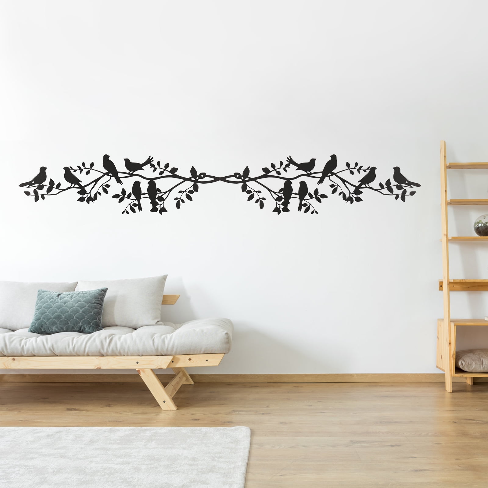 2Pcs Metal Bird Wall Art Vivid Birds on Branch Wall Decor Black Leaves ...
