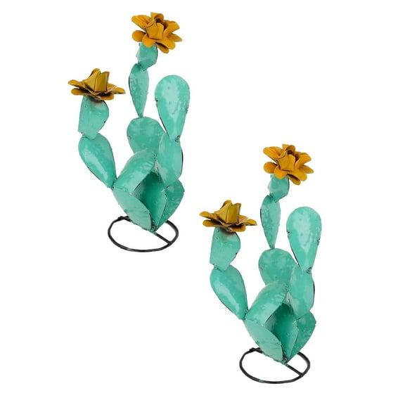 2Pcs Metal Cactus Outdoor Decoration Metal Cactus Yard Art Handmade Cactus Cactus Sculpture For Garden Patio Balcony Backyard Decoration Sculptures Statues