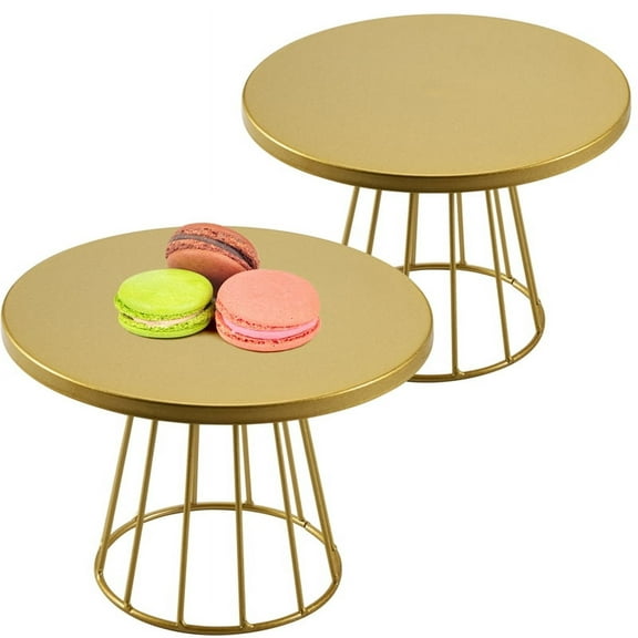 2Pcs Metal Cake Stands,8/10 Inch Pillar Style Cupcake Display Stand Dessert Tray Pie Plates for Bakeware, Wedding, Party