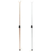 2Pcs Metal Clothesline Props Retractable Clothes Rods Long Dressing Sticks Clothes Drying Pole Outdoor Coat Hanger for Drying Dressing  Golden Silver