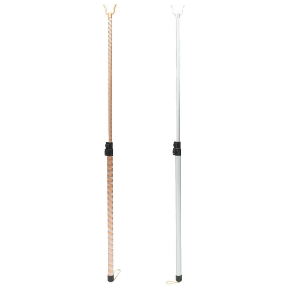 2Pcs Metal Clothesline Props Retractable Clothes Rods Long Dressing Sticks Clothes Drying Pole Outdoor Coat Hanger for Drying Dressing ( Golden Silver )