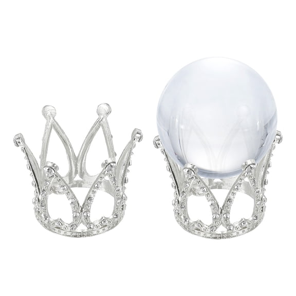 Uxcell 2Pcs Metal Sphere Holder 1.7" Dia Crystal Ball Display Stand Quartz Ball Orb Holder for Art Home Decor Crown Stand Silver