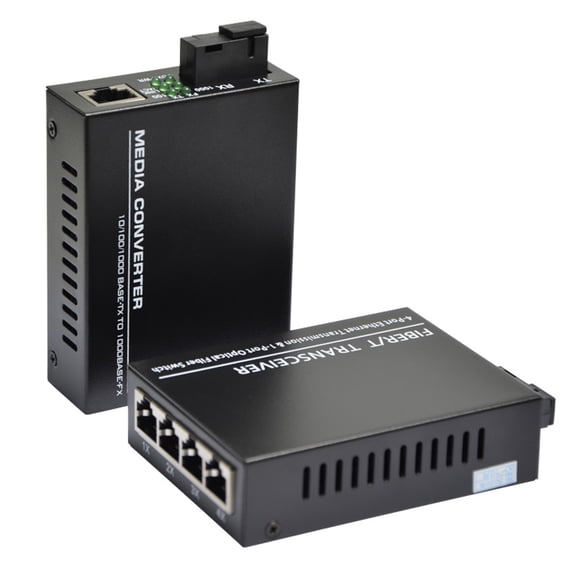 2Pcs Metal-Enclosed Fiber to Ethernet Converter with Status LEDs for Robust Network Monitoring and Management