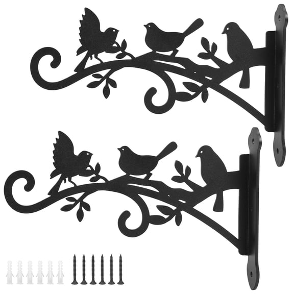2Pcs Metal Plant Hanger Bracket 9/12 Inch Weather Resistant Iron Flower Pot Hanging Hook Decorative Indoor Outdoor Flower Basket Wall Hook for Lantern Bird Feeder Wind Chime