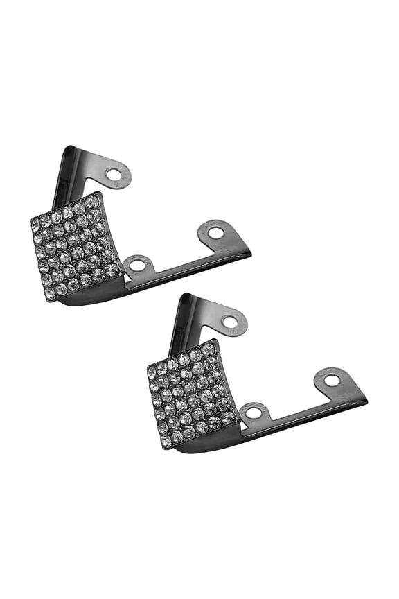 2Pcs Metal Shoes Pointed Protector Square Rhinestone Shoe Head Tips Cap for Shoe Protection Repair(Black)