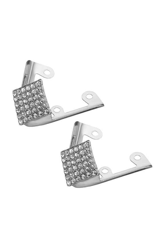 2Pcs Metal Shoes Pointed Protector Square Rhinestone Shoe Head Tips Cap for Shoe Protection Repair(Silver)