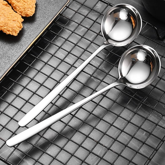 2Pcs Metal Soup Ladle with Long Handle for Convenient Serving in Home Kitchen