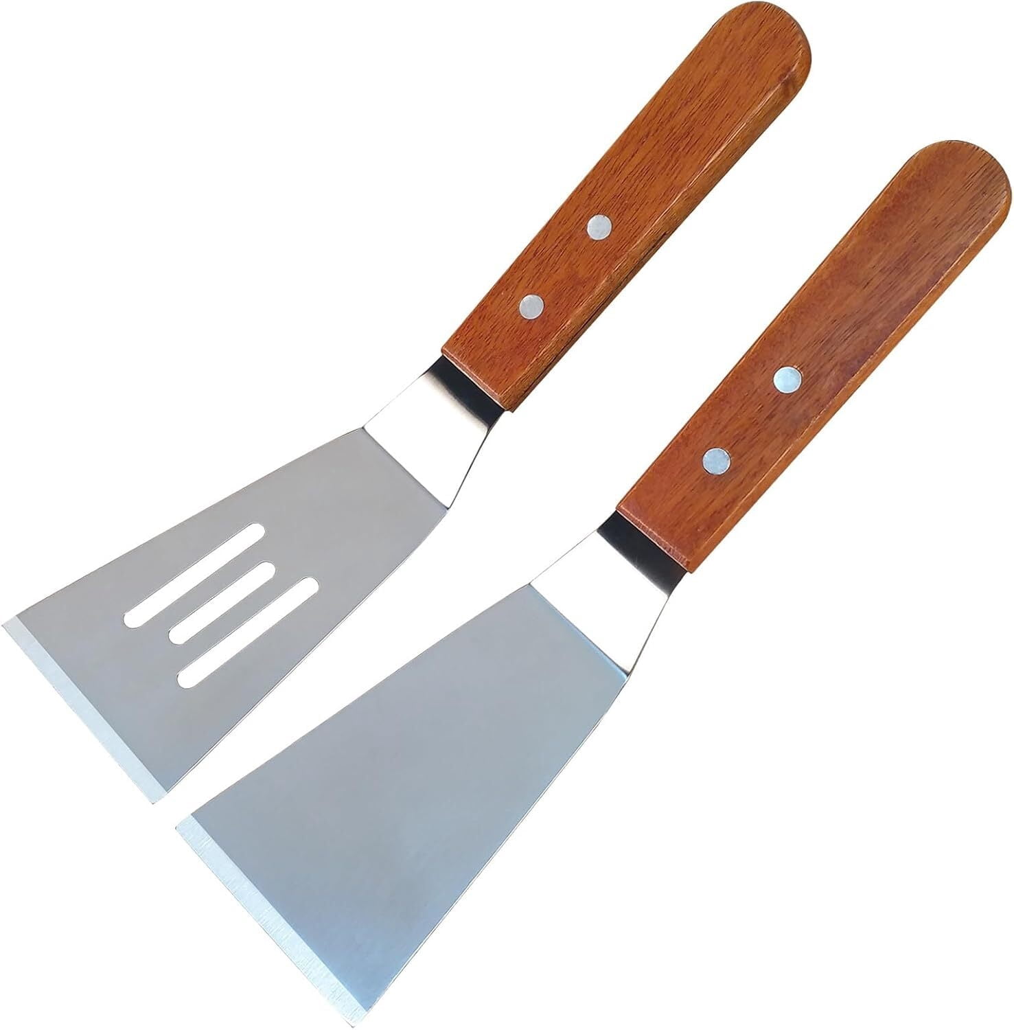 2Pcs Metal Spatula for Cast Iron Skillet, Grill Spatula Stainless Steel ...