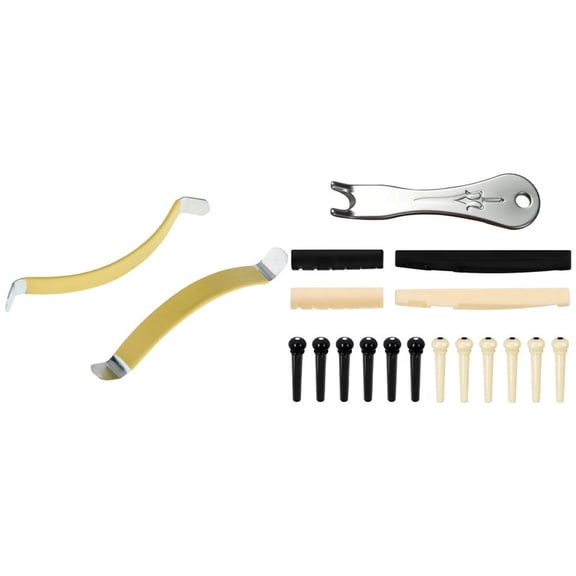 2Pcs Metal String Spreaders Guitar Luthier Tool & 1set Guitar Bridge Pins Puller Pulling Remover Extractor Tool