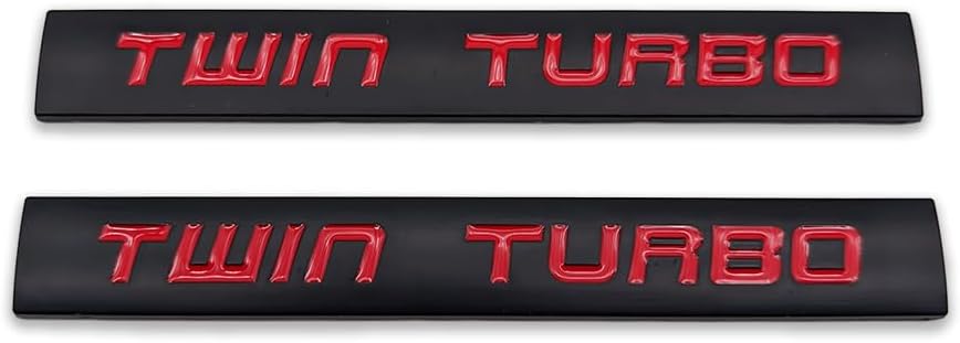 2Pcs Metal Twin Turbo Logo Emblem 3D Side Wing Badge Racing Sport ...