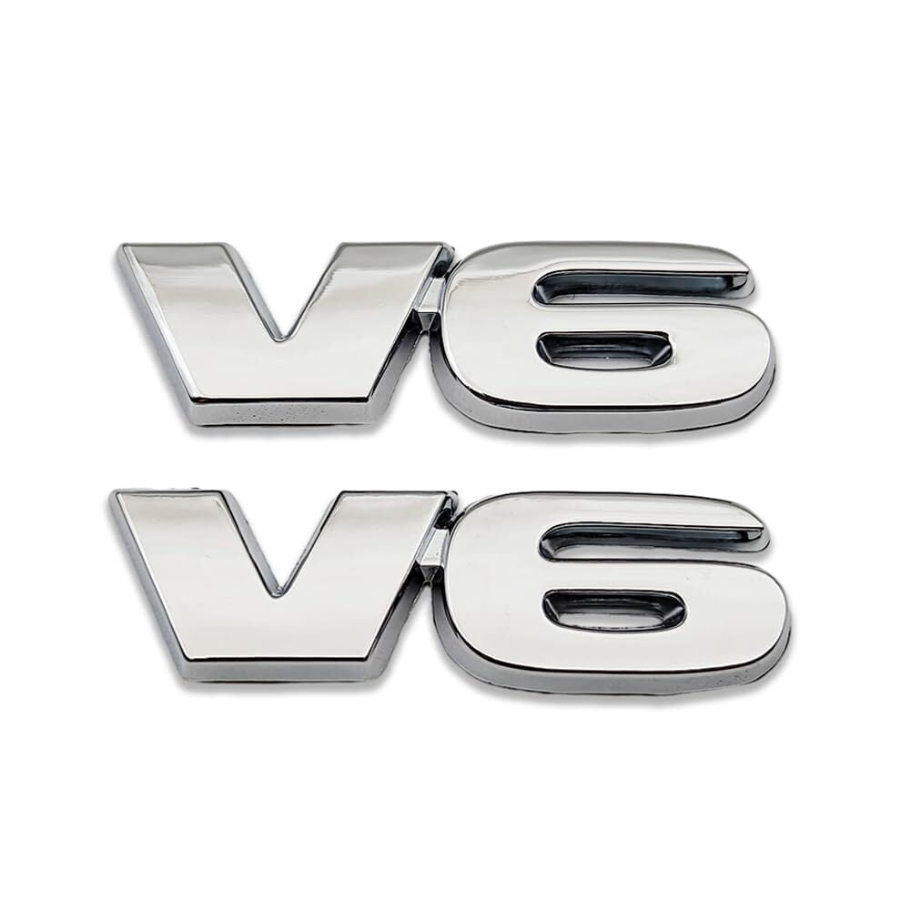 Voltedge Engine Sticker 2Pcs Metal V6 Logo Emblem 3D V-6 Engine Badge Sticker Sport Decal Car ...