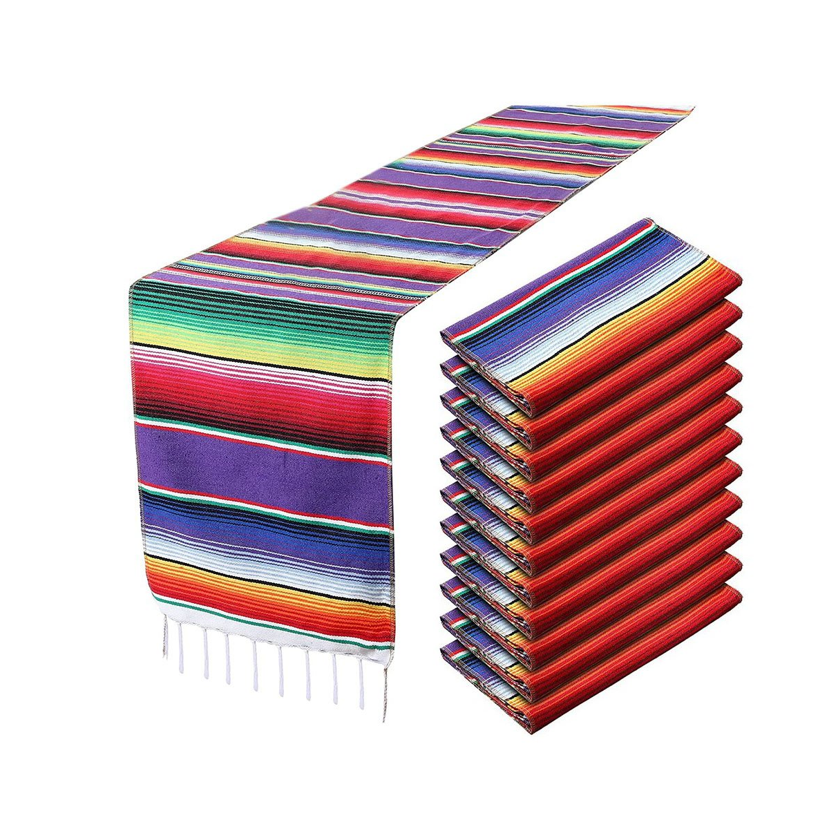 2Pcs Mexican Table Runner 14 x 108 Inch for Mexican Party Wedding