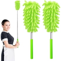 2Pcs Microfiber Dusters for Cleaning, Hand Washable, Replace Microfiber Head, Extendable Pole, Detachable Cleaning Brush Tool for Office, Car, Window, Furniture, Ceiling Fan - Green