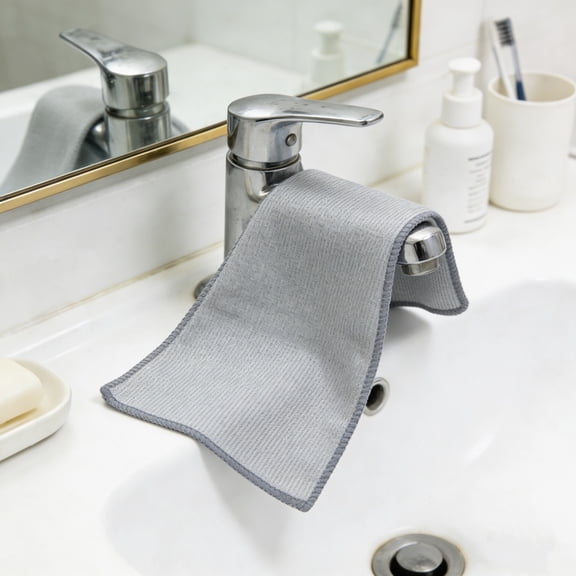 2Pcs Microfiber Towel Cleaning Cloth Mop 12x12 inch for Glass Windows Mirrors Home Kitchen Car(Gray)