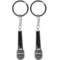 2Pcs Microphone Shaped Keychain Metal Keyring Practical Key Holder Creative Key Chain Silver