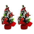 thumbnail image 1 of 2Pcs Mini Christmas Tree,Xmas Tree Ornament with Balls And Bows for Desktops Cabinets Decor, 1 of 7