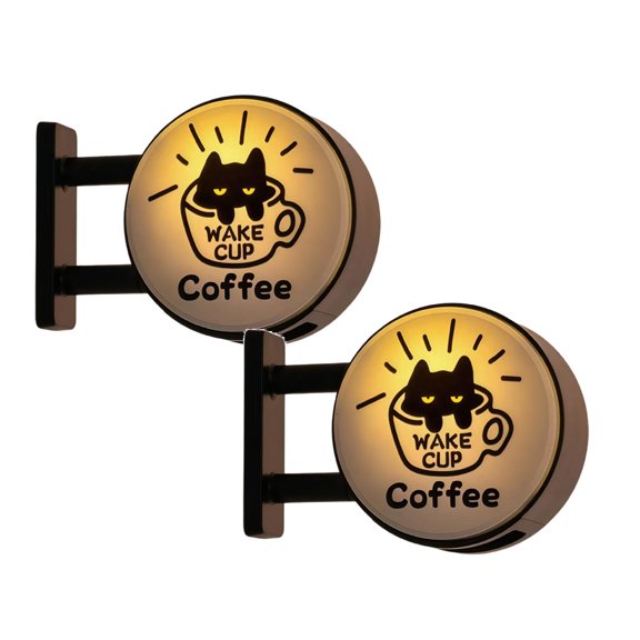 2Pcs Mini Coffee Refrigerator Retro Coffee Neon Sign Fridge With Light Wall Mount Lighted & Bar Signs For Kitchen Home Dorm Coffeelovers Stickers