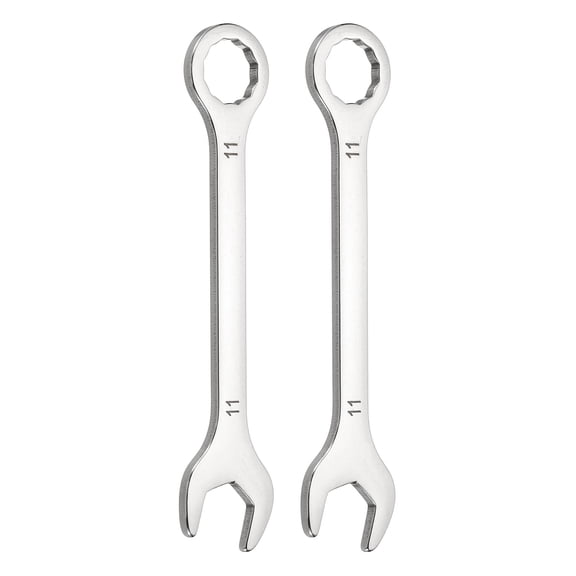 2Pcs Mini Combination Wrench 11mm Metric 12-Point Box Open End Stainless Steel