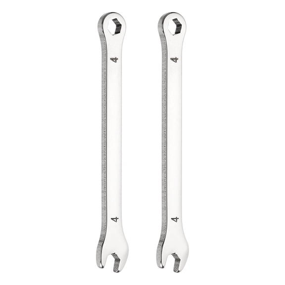 2Pcs Mini Combination Wrench 4mm Metric 12-Point Box Open End Stainless Steel