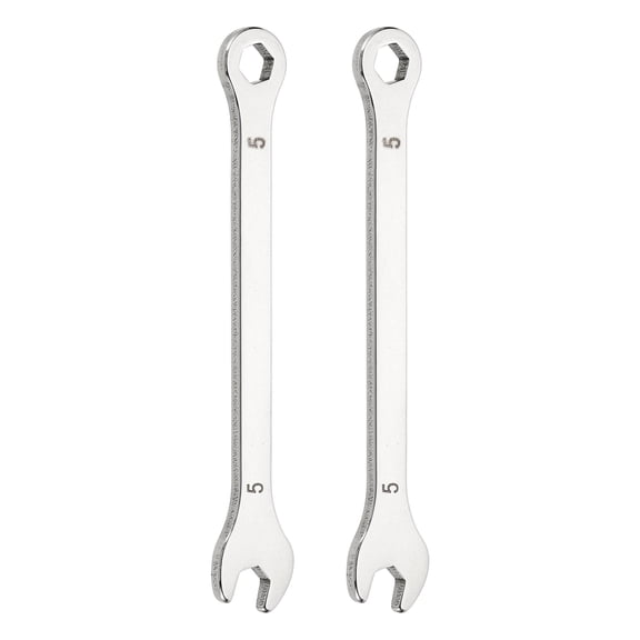 2Pcs Mini Combination Wrench 5mm Metric 6-Point Box Open End Stainless Steel