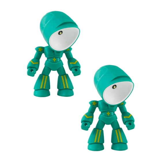 2Pcs Mini Creative Robot Table Lamp, Unique Fun Robot Lamp, Creative Fully Posable Body Bot Style Table Cordless Lamp, Eye-Friendly, Powered Mood Light For Bedroom Desk Home Decor (Green)