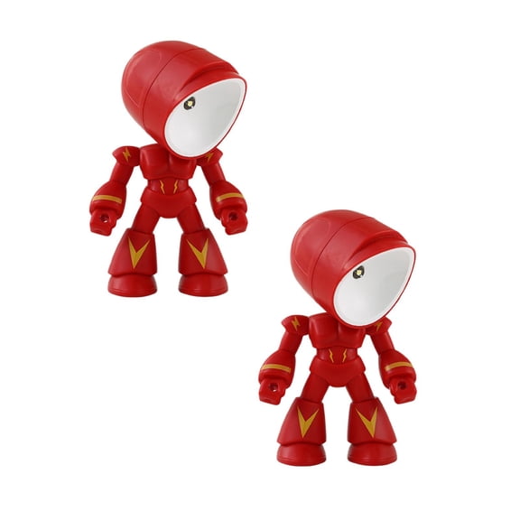 2Pcs Mini Creative Robot Table Lamp, Unique Fun Robot Lamp, Creative Fully Posable Body Bot Style Table Cordless Lamp, Eye-Friendly, Powered Mood Light for Bedroom Desk Home Decor (Red) Happy 2026!