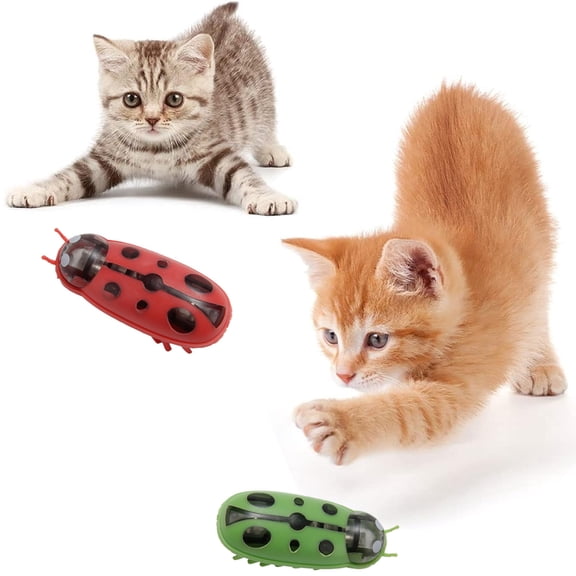 2Pcs Mini Electric Robot Beetle, Interactive Cat Toy Excites & Entices Cats Cuddling Chasing Fun - style:style1