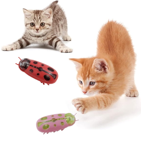 2Pcs Mini Electric Robot Beetle, Interactive Cat Toy Excites & Entices Cats Cuddling Chasing Fun - style:style2