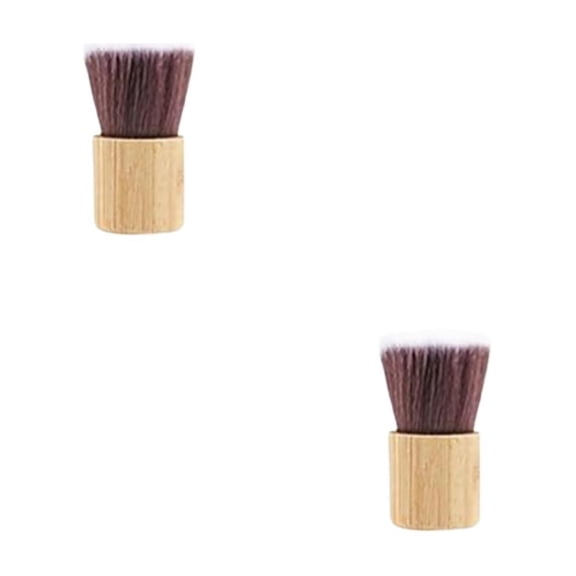 2Pcs Mini Flat Top Face Makeup Brushes Bamboo Handle & Synthetic Bristles For Liquid, Cream, And Flawless Powder