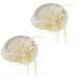 thumbnail image 1 of 2Pcs Mini Hat Hair Clip Feather Fascinator Derby Cocktail Tea Party Headwear for Women Ladies, 1 of 7