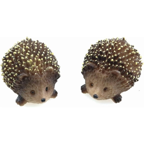 2Pcs Mini Hedgehog Resin Figurines,Lively Animal Statues for Fairy Gardens, Bonsai and Plant Pots,Micro Landscape Decor, Miniature Wild Sculptures for DIY Craft and Home Decor