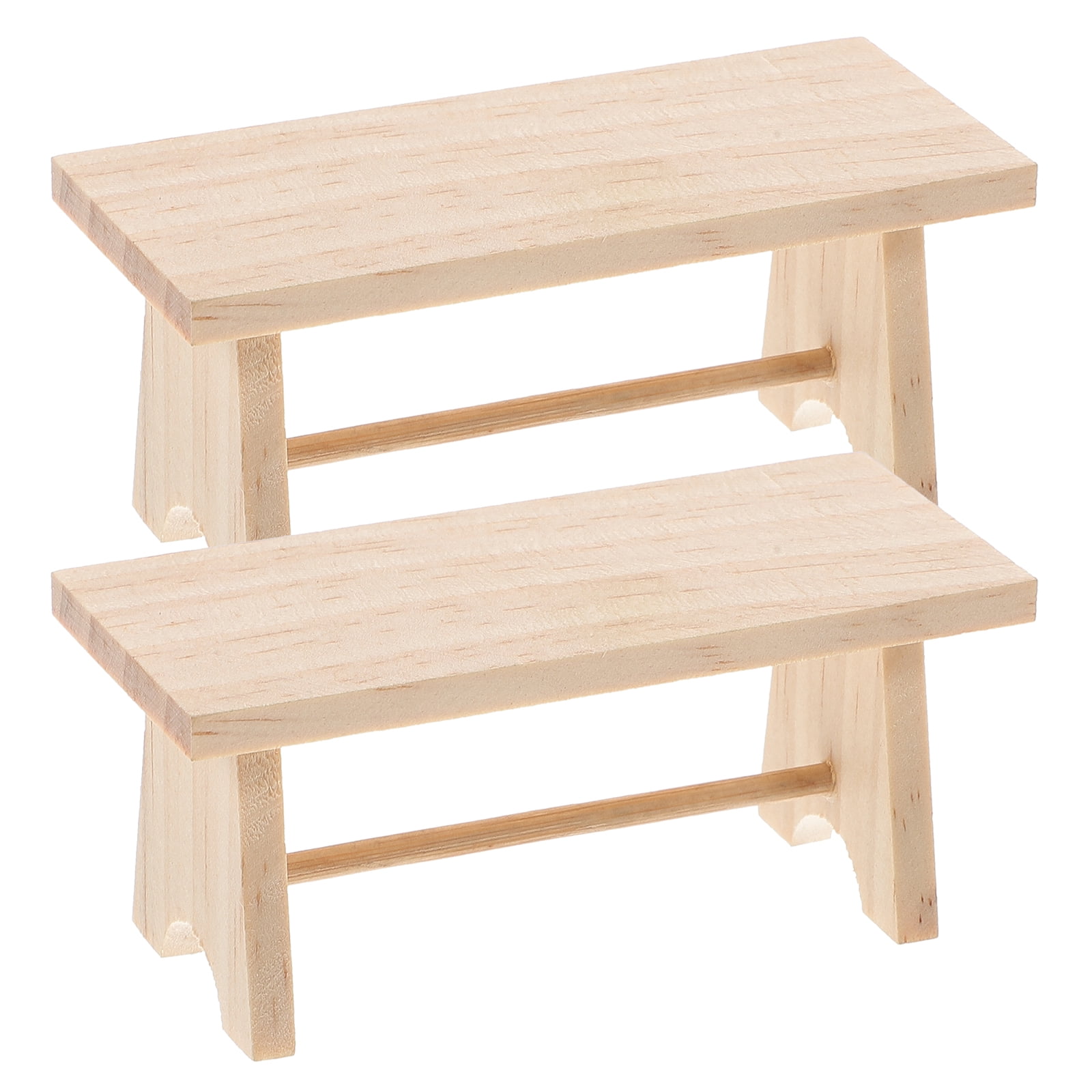 2Pcs Mini House Table Decor Mini Furniture Model Wooden Simulation Tea