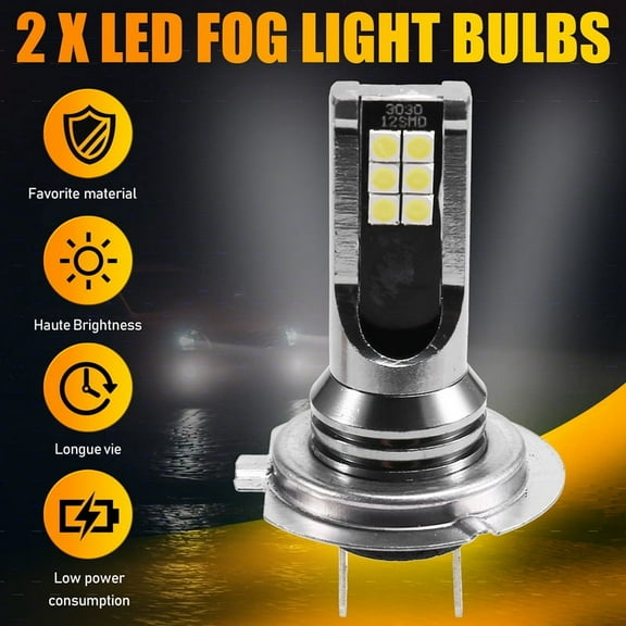 2Pcs Mini LED Headlight Bulbs H7 High Performance Running Auto Fog Lamp for Motorcycles, Moto, Strucks, ATVs, UTVs