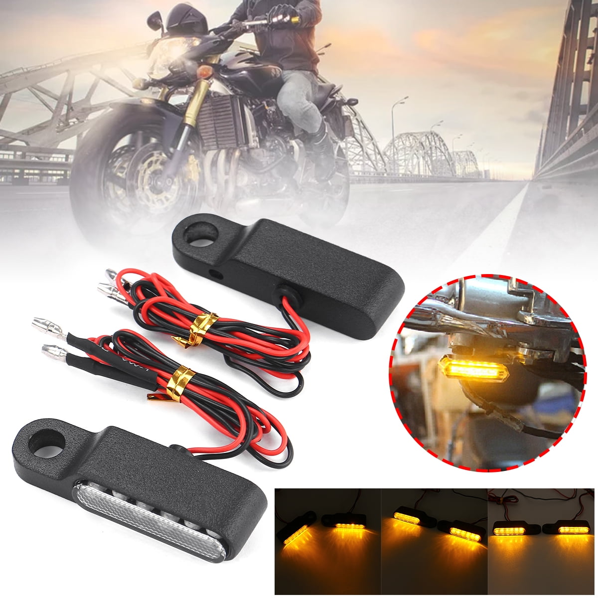 1PC Moto Anteriore E Posteriore Del Segnale Di Girata Luci Di Direzione Della La - Foto 3