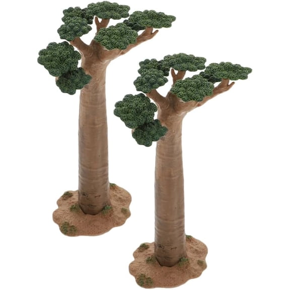 2Pcs Mini Model Trees - Imitation Baobab Tree Figurines Diorama Supplies Artificial Fake Plants for Train Scenery Architecture Landscape Desert Scene Sand Table Decor