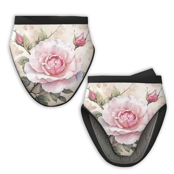 2Pcs Mini Oven Mitts, Blushing Rose Elegance Fabric Kitchen Gloves, 5.9in Kitchen Mitts for Oven, Heat Resistant Soft Quilted Cotton Lining for Safe Backing Cooking