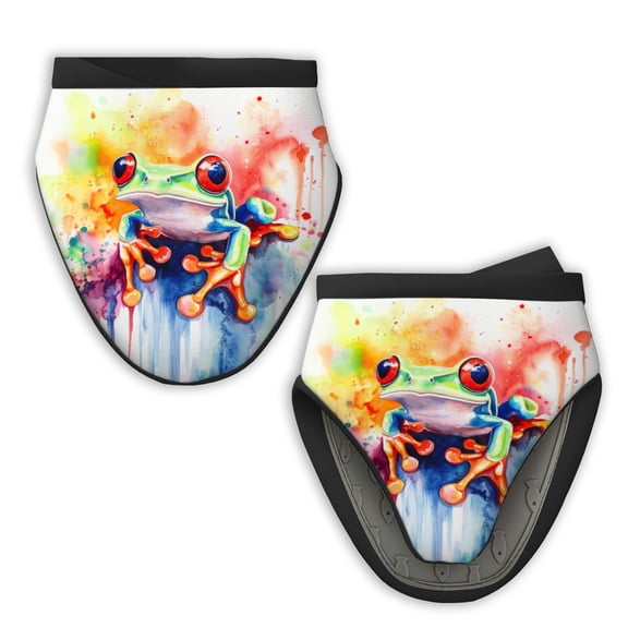 2Pcs Mini Oven Mitts, Vibrant Splash - Art Frog Fabric Kitchen Gloves, 5.9in Kitchen Mitts for Oven, Heat Resistant Soft Quilted Cotton Lining for Safe Backing Cooking