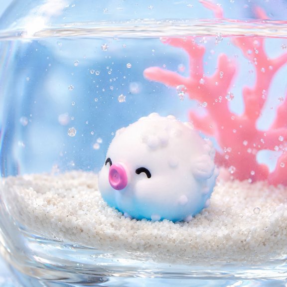 2Pcs Mini Pufferfish Statue, Resin Animals Figures, Small Miniature Pufferfish, Cute Tiny Pufferfish Figurines for Landscape Gardens Yard Patio Party Favors Dollhouse Accessories